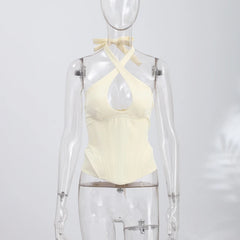 Fishbone Criss Cross Corset Top