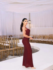 Rhinestone Strap Maxi Dress