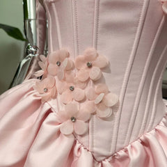 Appliqued Floral Halter Mini Dress