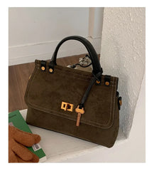 Microfiber Synthetic Leather Flap Handbag