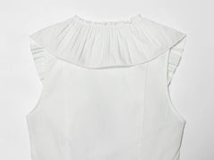 Bow Tie Pleated V-Neck Sleeveless Peplum Top