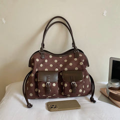 Polka Dot Faux Leather Tote Bag