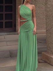 One Shoulder Braided Cutout Maxi Dress