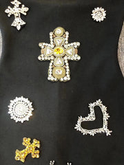 Black Diamond Beaded Strapless Bodycon Mini Dress