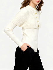 O-Neck Shawl-Layer Long Sleeve Knit Top