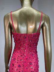 Rhinestone Mesh Embellished Spaghetti Strap Maxi Dress