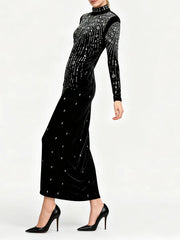 Sculpted maxi dress designed for formal event styling