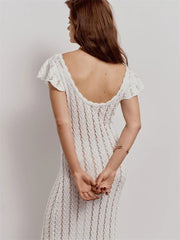 Ruffled Sleeve Knit Maxi Dress