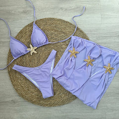 Black Starfish Embellished Bikini Set