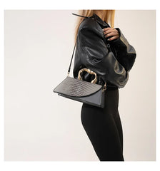 Alligator Textured Top Handle Bag