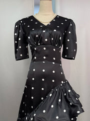 V-Neck Tiered Ruffle Polka Dot Maxi Dress