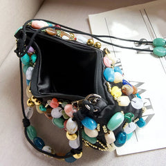Beaded Stone Shoulder Bag