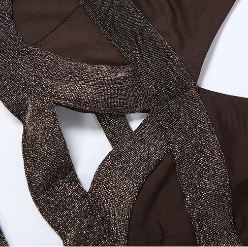 Close-up of a brown textured scarf on a white background