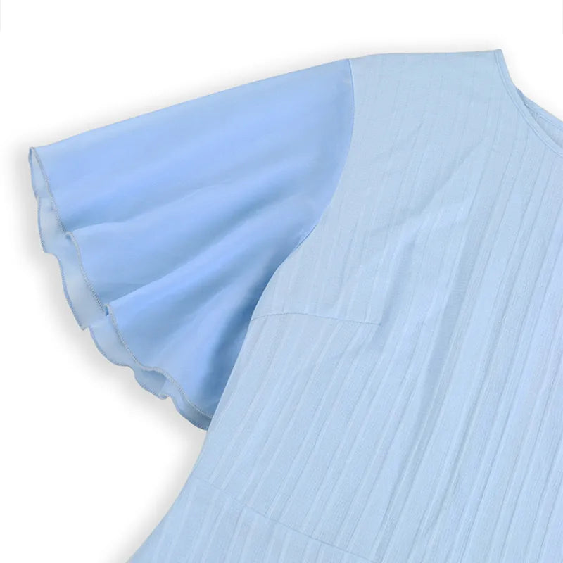 Light blue dress with ruffled sleeves
