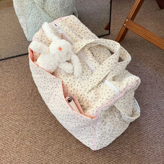 Quilted Floral Print Duffle Top