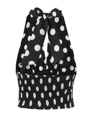 Polka Dot Halter Crop Top & High-Waist Midi Skirt Set