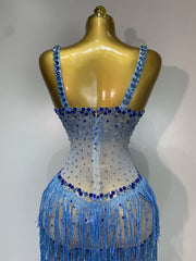 Rhinestone Fringe Bodycon Long Dress