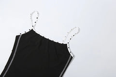 Black Polka Dot Trim Cami Top and Wide-Leg Pants Set