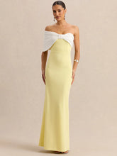 Yellow off-shoulder bow maxi dress