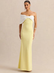 Yellow off-shoulder bow maxi dress
