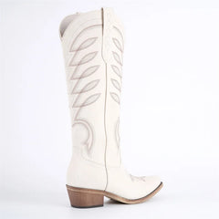 Pointed Toe Embroidery Knee High Cowgirl Boots