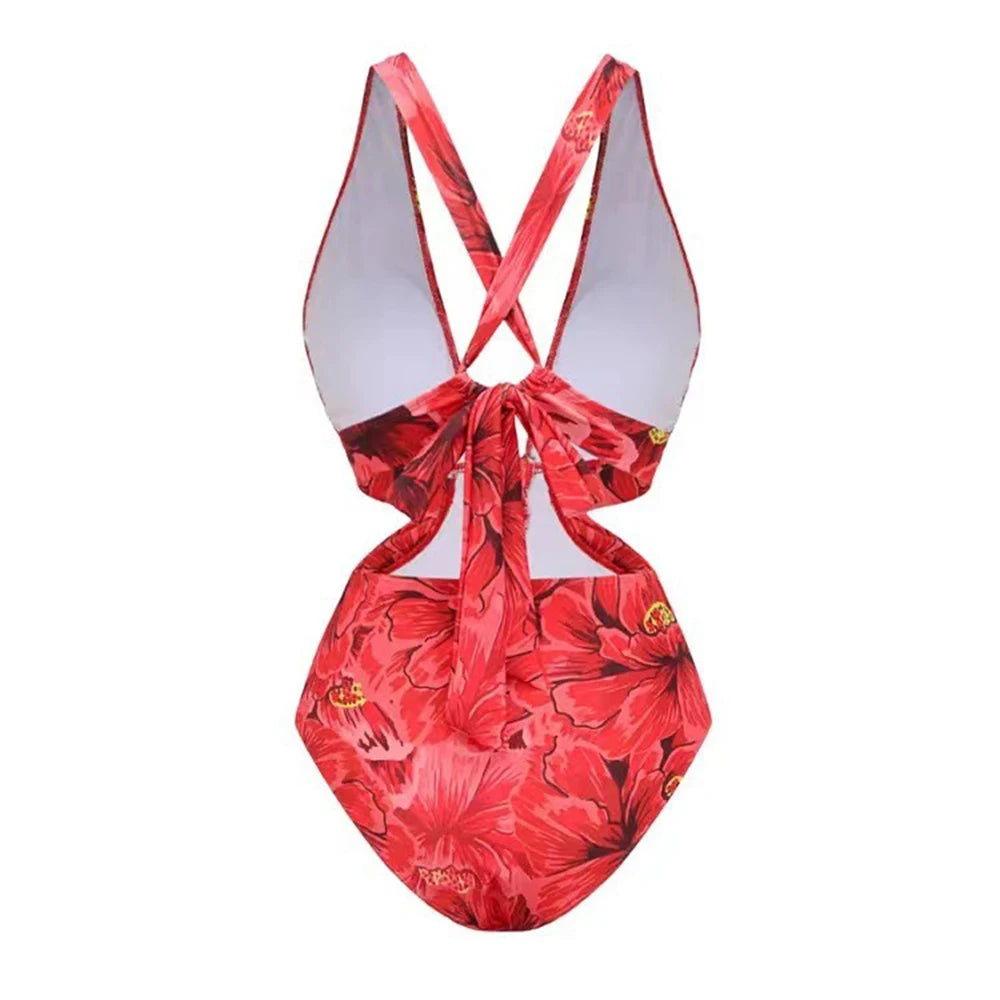 Floral print bikini set and matching skirt