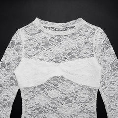 Lace Flare Sleeve Sheer Long Sleeve Top