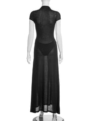 Beaded Turtleneck Sheath Evening Dress