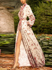 Maxi dress with sea world print and belted waist