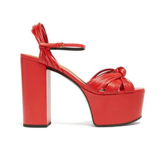 Floral Platform Bow Ankle Strap Heels