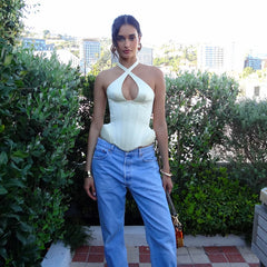 Fishbone Criss Cross Corset Top