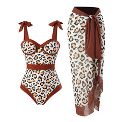 Bustier One-Piece Swimsuit and Wrap Skirt Set