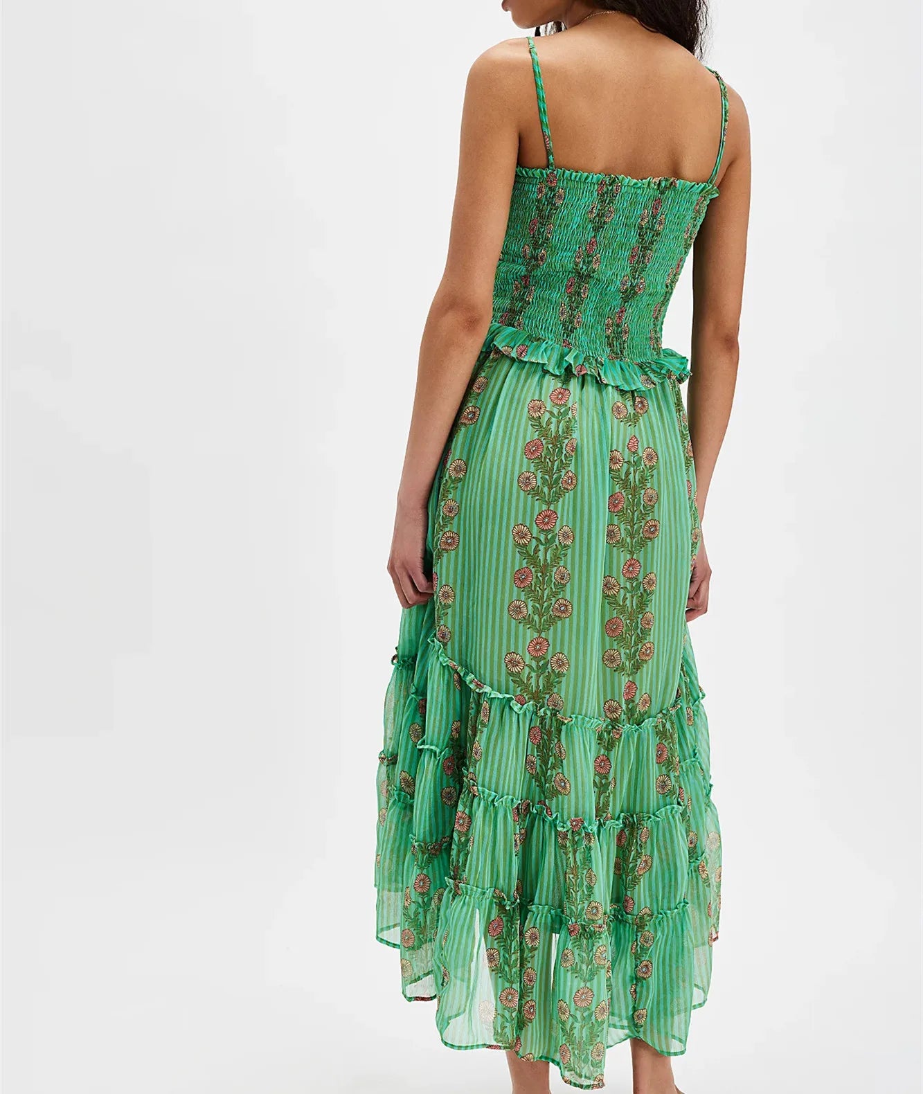 Green floral dress on a white background