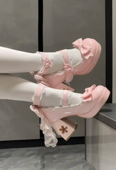 Butterfly Bow Lolita Heels | Sakura-Inspired Mary Janes