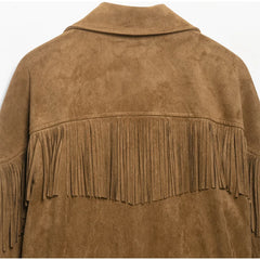 Faux Suede Fringe Crop Jacket