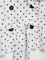 White Polka Dot Belted Cropped Trench Coat