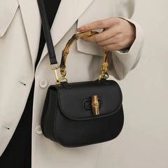 Bamboo Handle Saddle Crossbody Bag