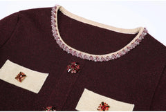 Jeweled Button Knit Cardigan