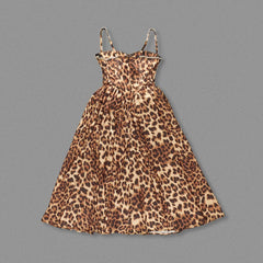 Leopard print dress on a gray background