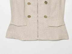 Stand Collar Vest and Pleated Shorts Set