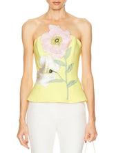 Floral Embellished Strapless Peplum Top