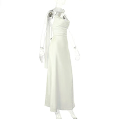 White dress on a mannequin against a white background