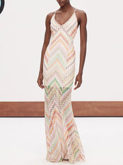 Rainbow Chevron Knit Maxi Dress