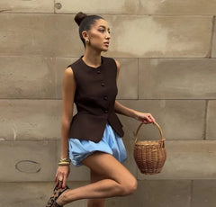 Sculpted Vest & Bubble Skirt Set | Bold Street Style 2-Piece Look