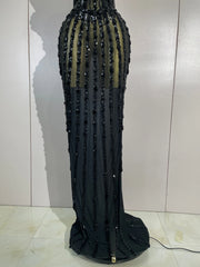 Sequin Strapless Embellished Maxi Dress