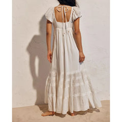 Puff Sleeve V-Neck Maxi Dress