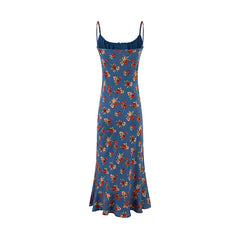 Shirred square neck midi dress with tie front detail, back view
