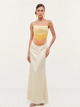 Ombre strapless bodice and ivory column skirt two-piece set