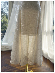 Sequin Spaghetti Strap Midi Dress