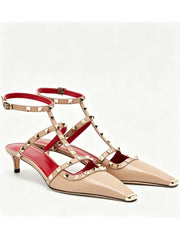 Riveted Square Toe Stiletto Heels